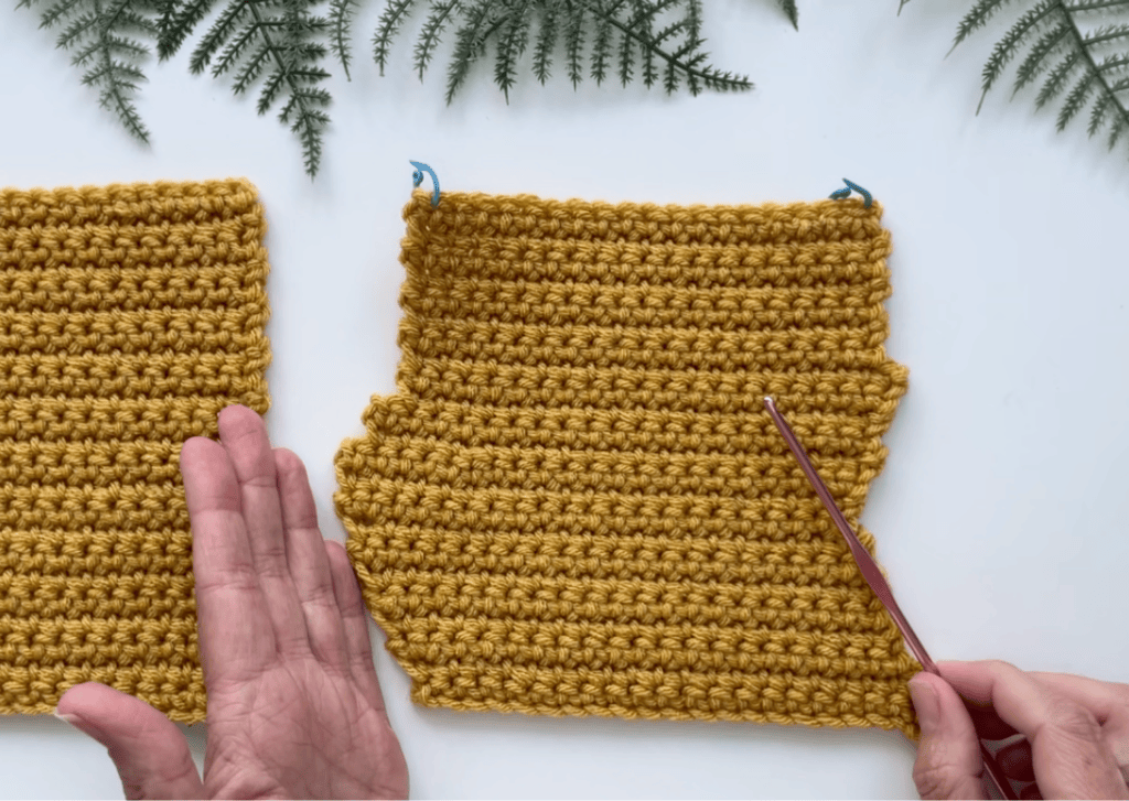 how to increase in crochet - edges growing wider with increases on one edge and edges growing narrower with decreases on the other edge